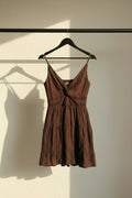 Angie Women's Brown Rayon Eyelet Tiered Mini Dress