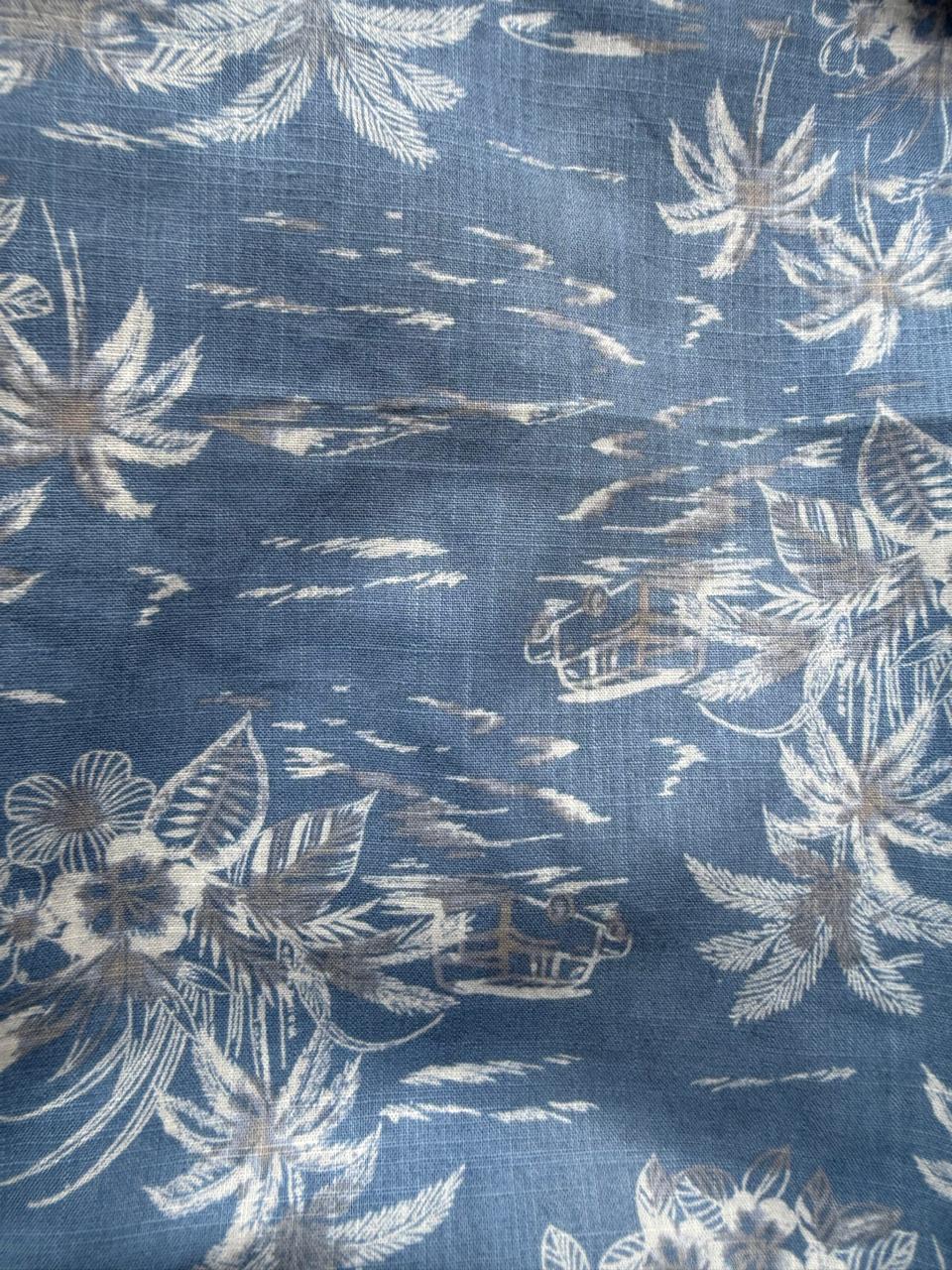 Women's Blue Printed Square Neck 3/4 Sleeve Top