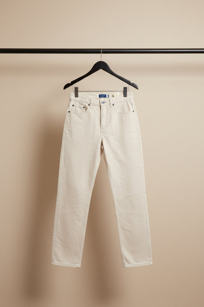 Bene kleed Men's Beige Relaxed Fit Straight Leg Jeans