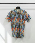 Men's Multicolor Abstract Print Short Sleeve Casual Shirt by HAND CUFFS