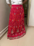 Red Embellished Bandhani Print Lehenga Skirt