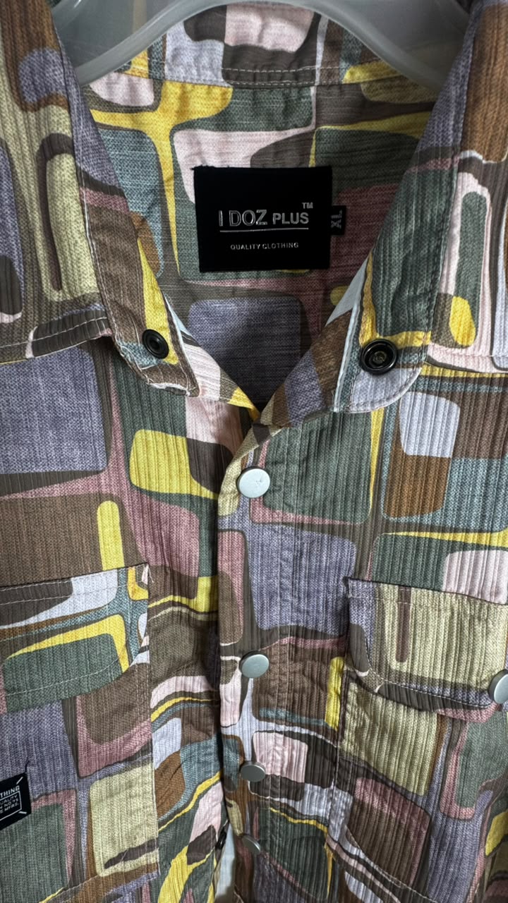 I DOZ PLUS Multicolor Abstract Pattern Corduroy Shirt