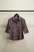 Women's Mauve Collared 3/4 Sleeve Button-Up Shirt