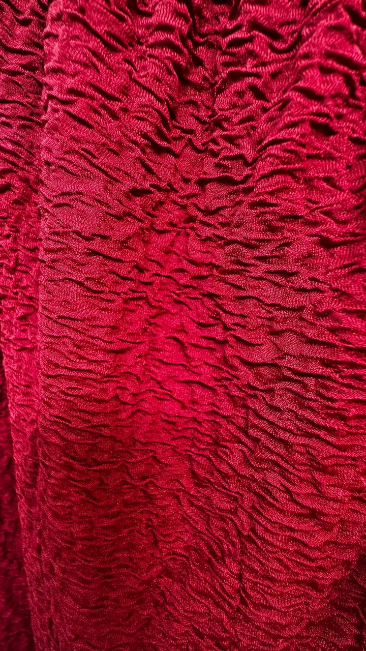 Women's Red Textured Elastic Waist Wide Leg Pants