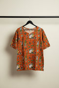 Women's Orange Multicolor Printed Kurta Tunic