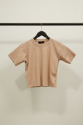 ATTIRE HUB Women's Peach Ribbed Knit Cropped Top