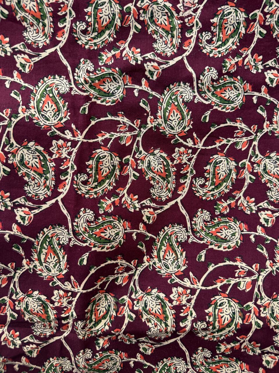 Women's Maroon Paisley Print Cotton Kurti
