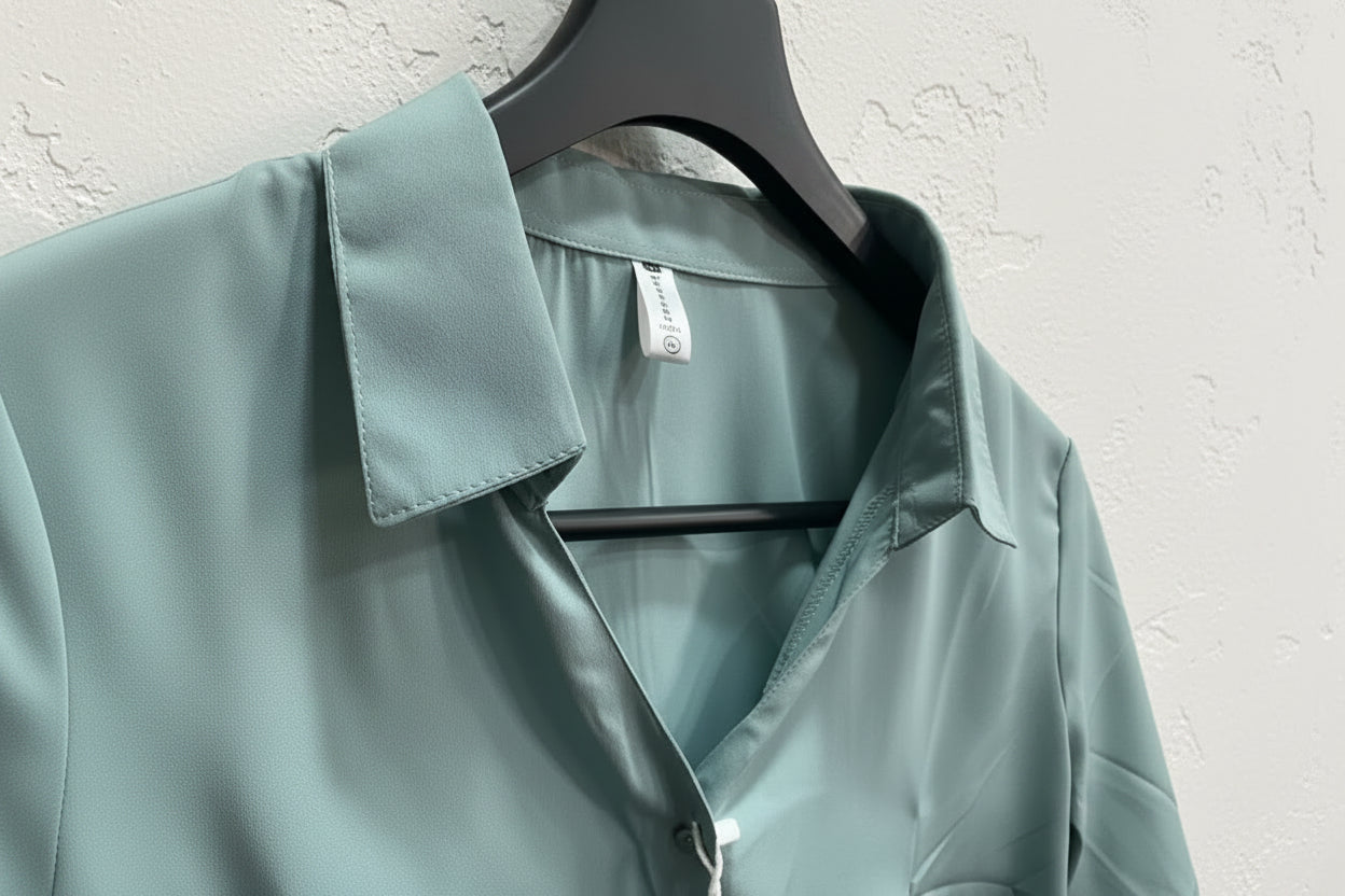 Western Adda Women's Teal Collared 3/4 Sleeve Button-Front Shirt