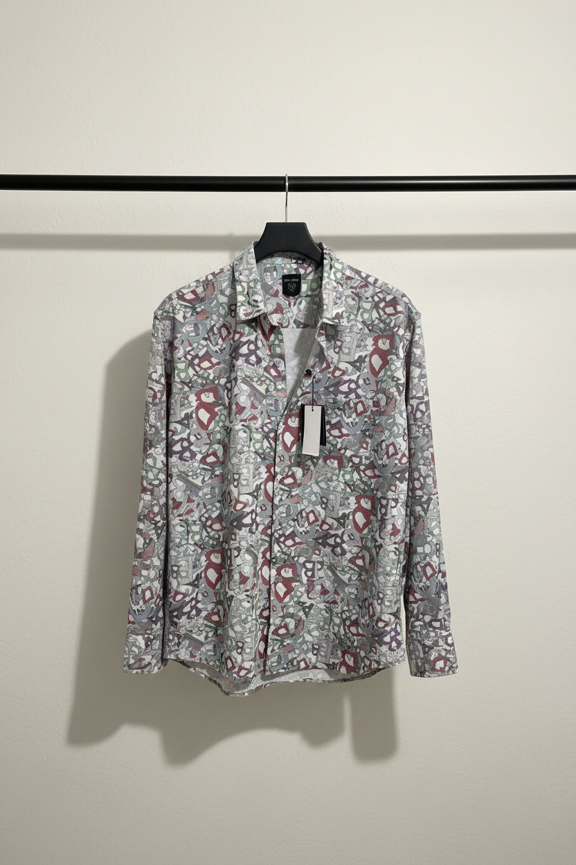 RAGE RABBIT Men's Multicolor Letter Print Long Sleeve Casual Shirt