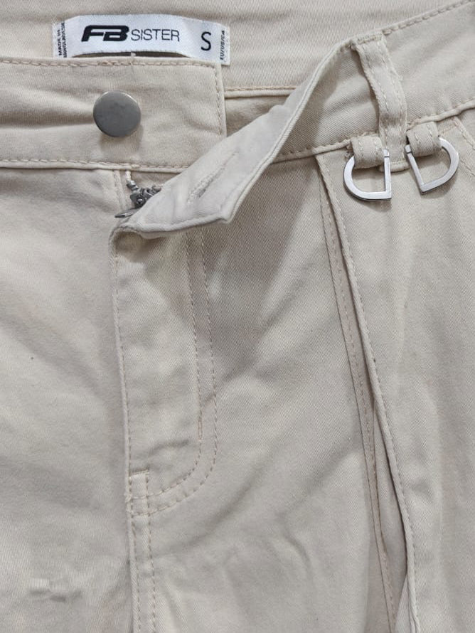 FB Sister men's Beige Relaxed Fit Cargo Pants