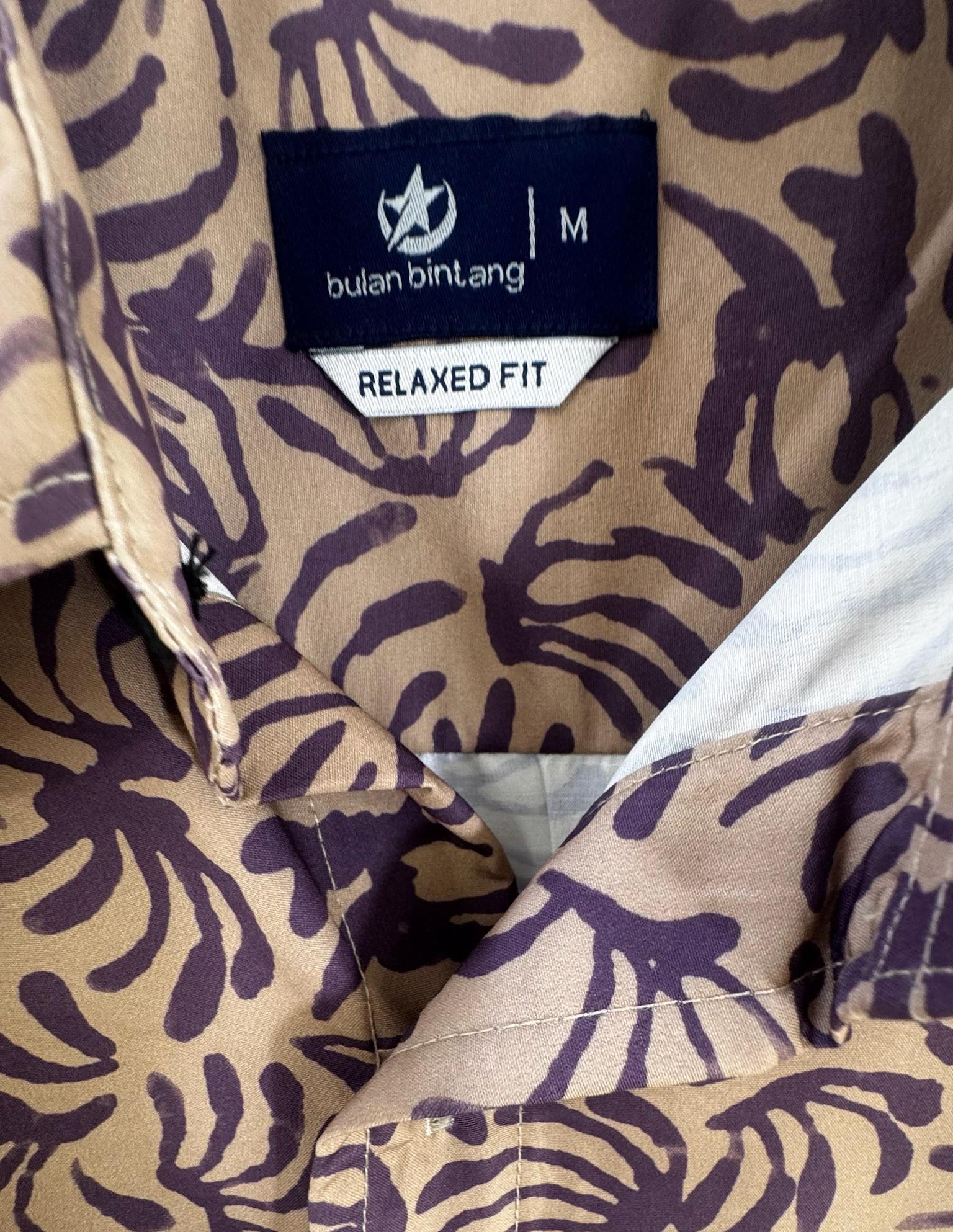 Bulan Bintang Men's Brown Patterned Relaxed Fit Short Sleeve Shirt