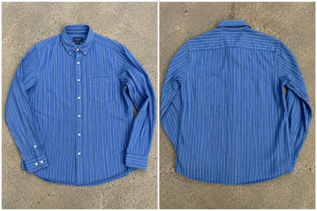 Men's Blue Striped Button-Down Casual Shirt by Urban Threads