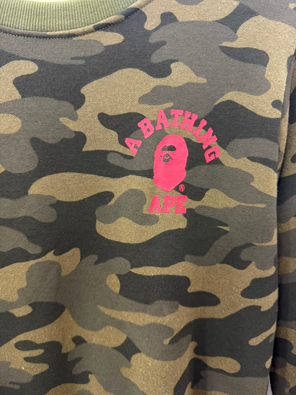 A Bathing Ape Camouflage Sweatshirt with Pink Logo