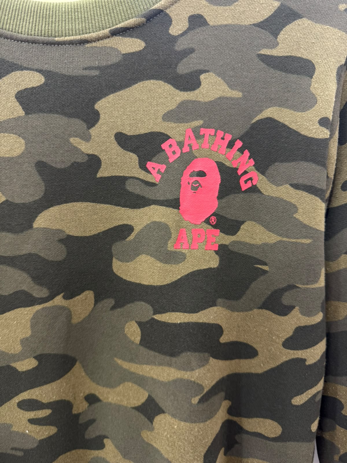 A Bathing Ape Camouflage Sweatshirt with Pink Logo