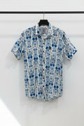 Miller Stone Men's Abstract Face Print Short Sleeve Shirt