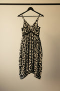 Angie Women's Black and White Floral Rayon Sleeveless Mini Dress