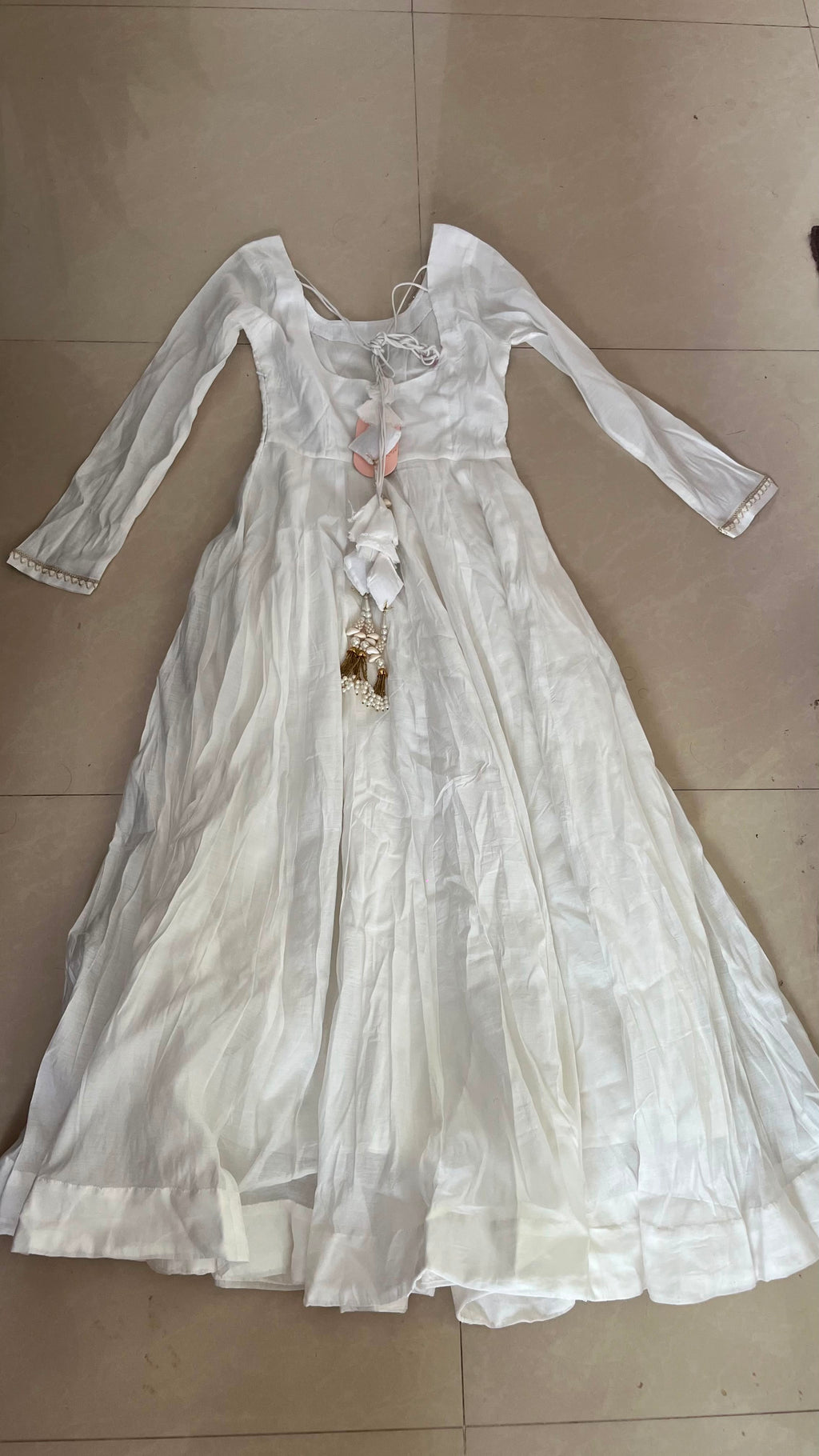Indian Virasat White Anarkali Kurta Set with Dupatta and Pants