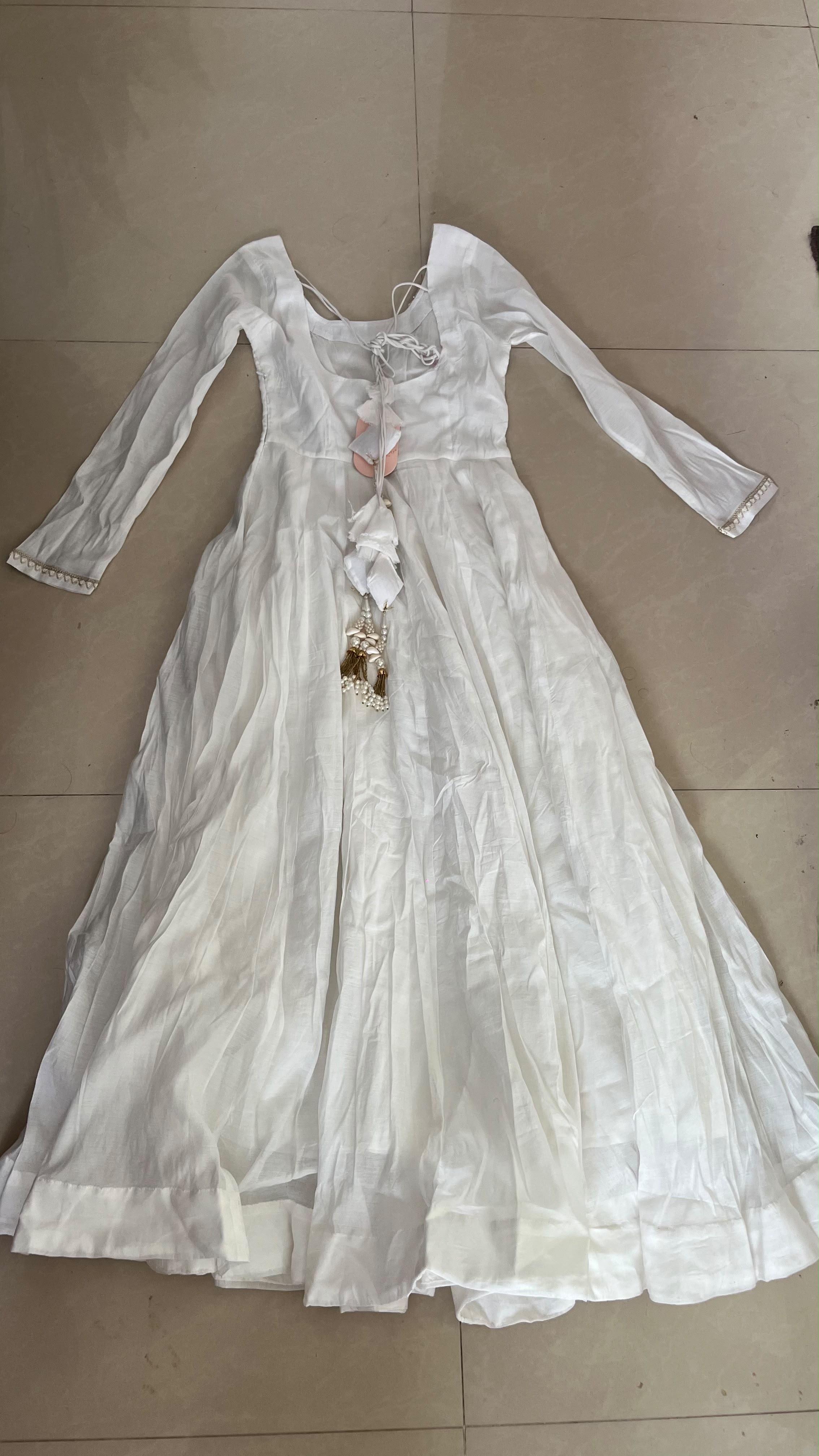Indian Virasat White Anarkali Kurta Set with Dupatta and Pants
