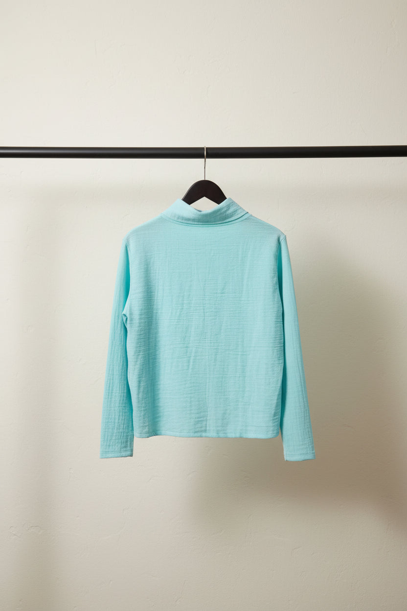 Women's Sky Blue Textured Long Sleeve Casual Shirt