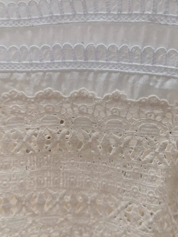 White Lace Trim Palazzo Pants