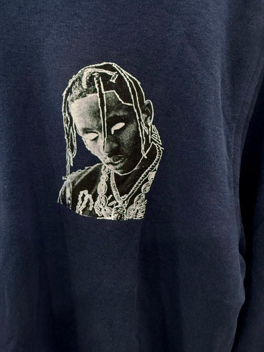 Navy Blue Quarter-Zip Sweatshirt with Graphic Print