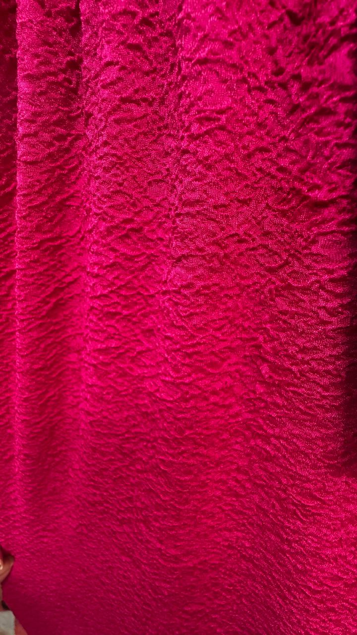 Women's Hot Pink Textured Wide Leg Cropped Pants