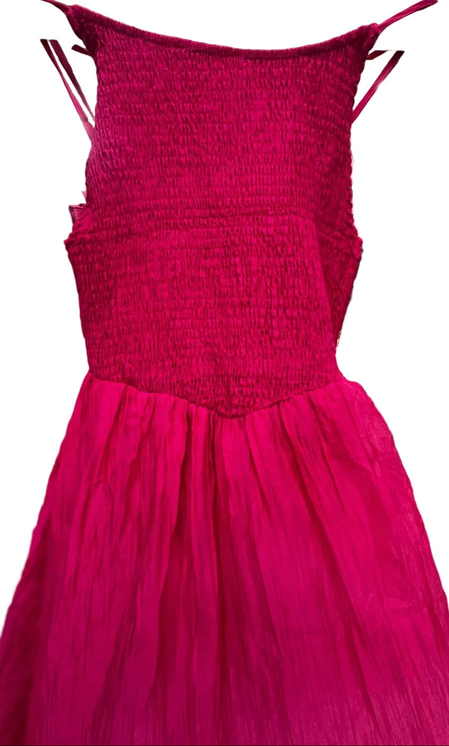 Hot Pink Smocked Bodice A-Line Maxi Dress