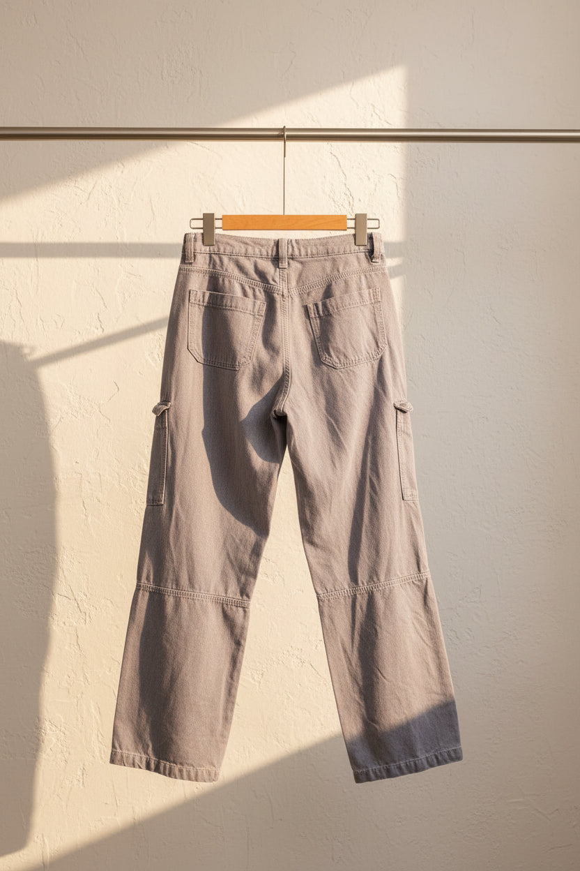 H&M Divided Grey Wide Leg Cargo Pants