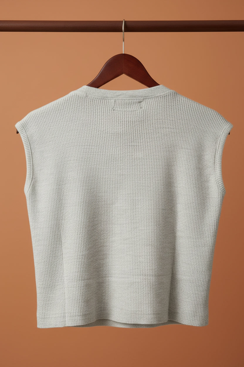 ATTIR HUB Women's Grey Ribbed Sleeveless Crop Top