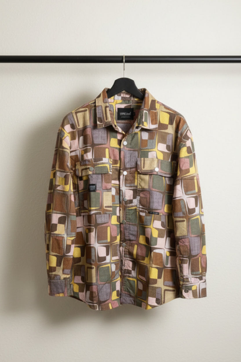 I DOZ PLUS Multicolor Abstract Pattern Corduroy Shirt