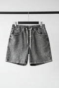 Men's Charcoal Washed Denim Drawstring Shorts