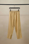 LUCKY POCKET Women's Beige Free Size Straight Leg Trousers
