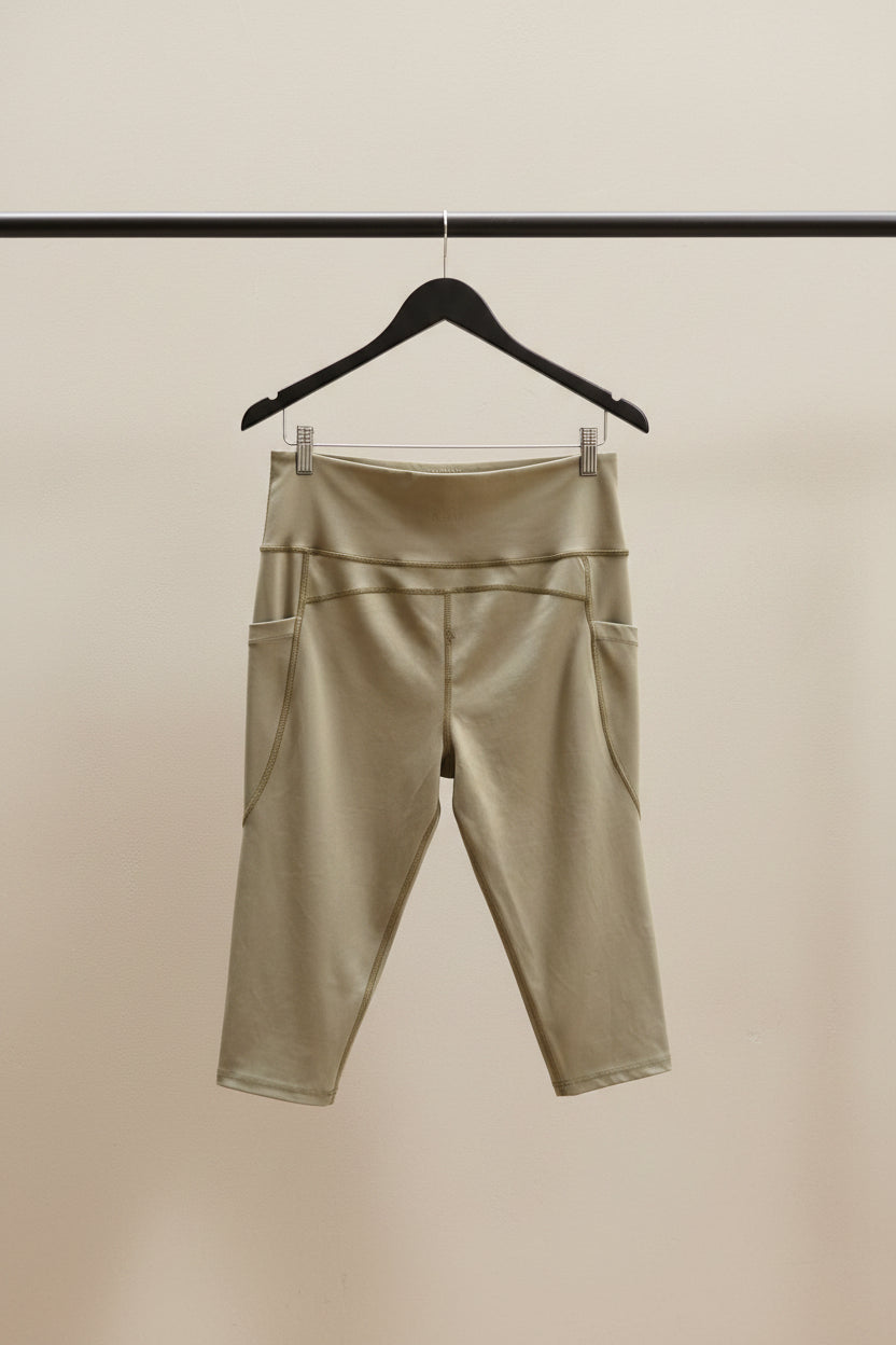 KICA Women's Olive Green Activewear Capris with Pockets