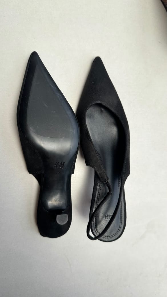 H&M Black Pointed Toe Slingback Heels