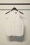 A.N. Petite Women's Off-White Embroidered Halter Neck Sleeveless Top