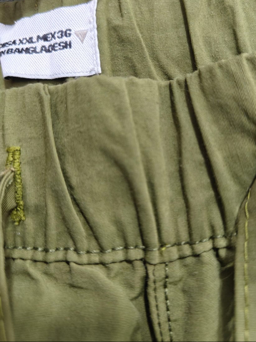 Men's Olive Green Elastic Waist Cargo Pants with Pockets