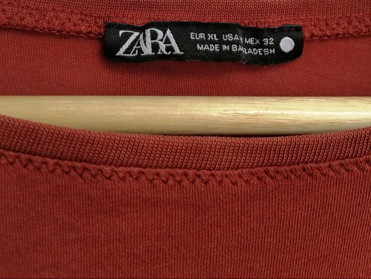 Zara Rust Long Sleeve Round Neck Top
