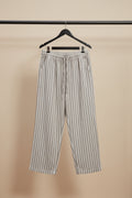 Women's Brown and White Striped Relaxed Fit Trousers