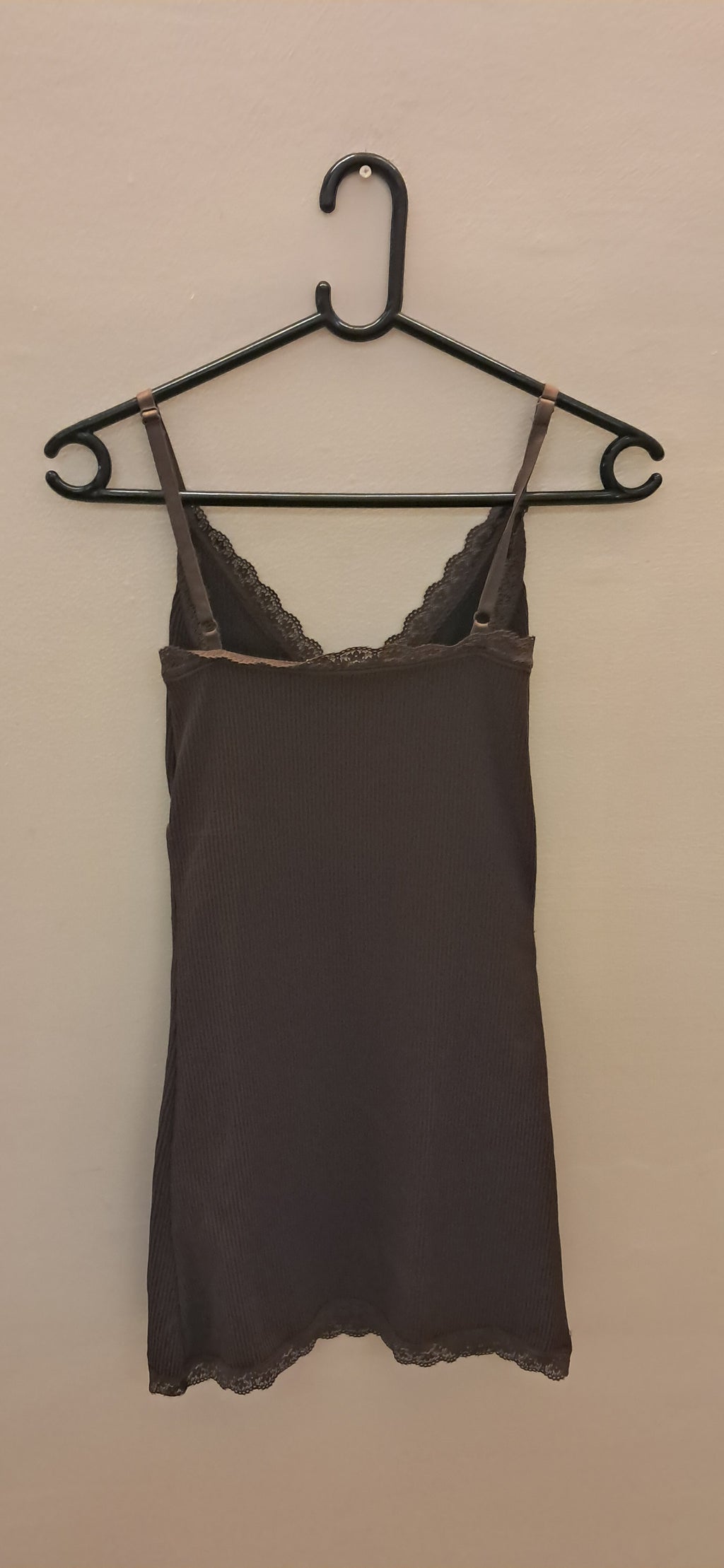 DIVIDED H&M Women's Brown Ribbed Lace Trim Camisole Top