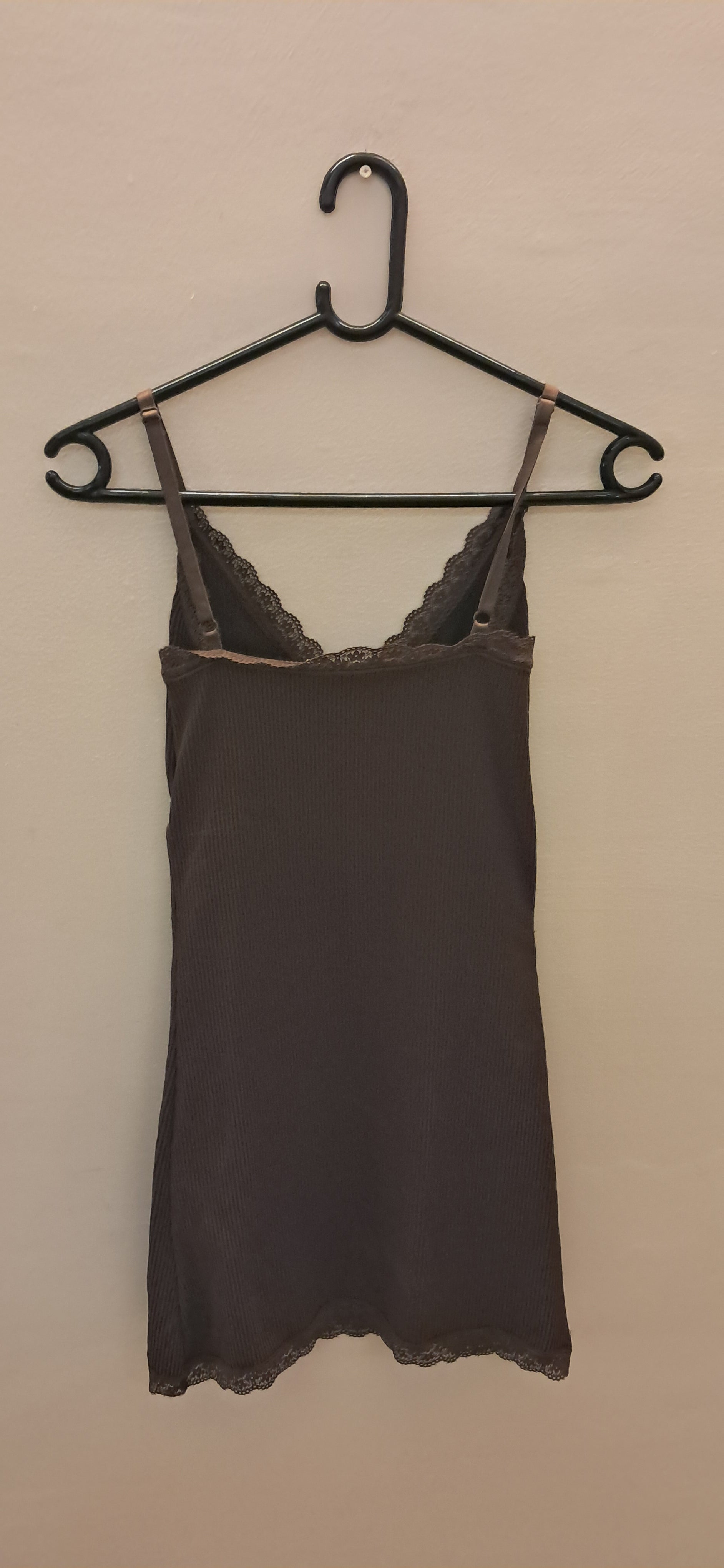 DIVIDED H&M Women's Brown Ribbed Lace Trim Camisole Top