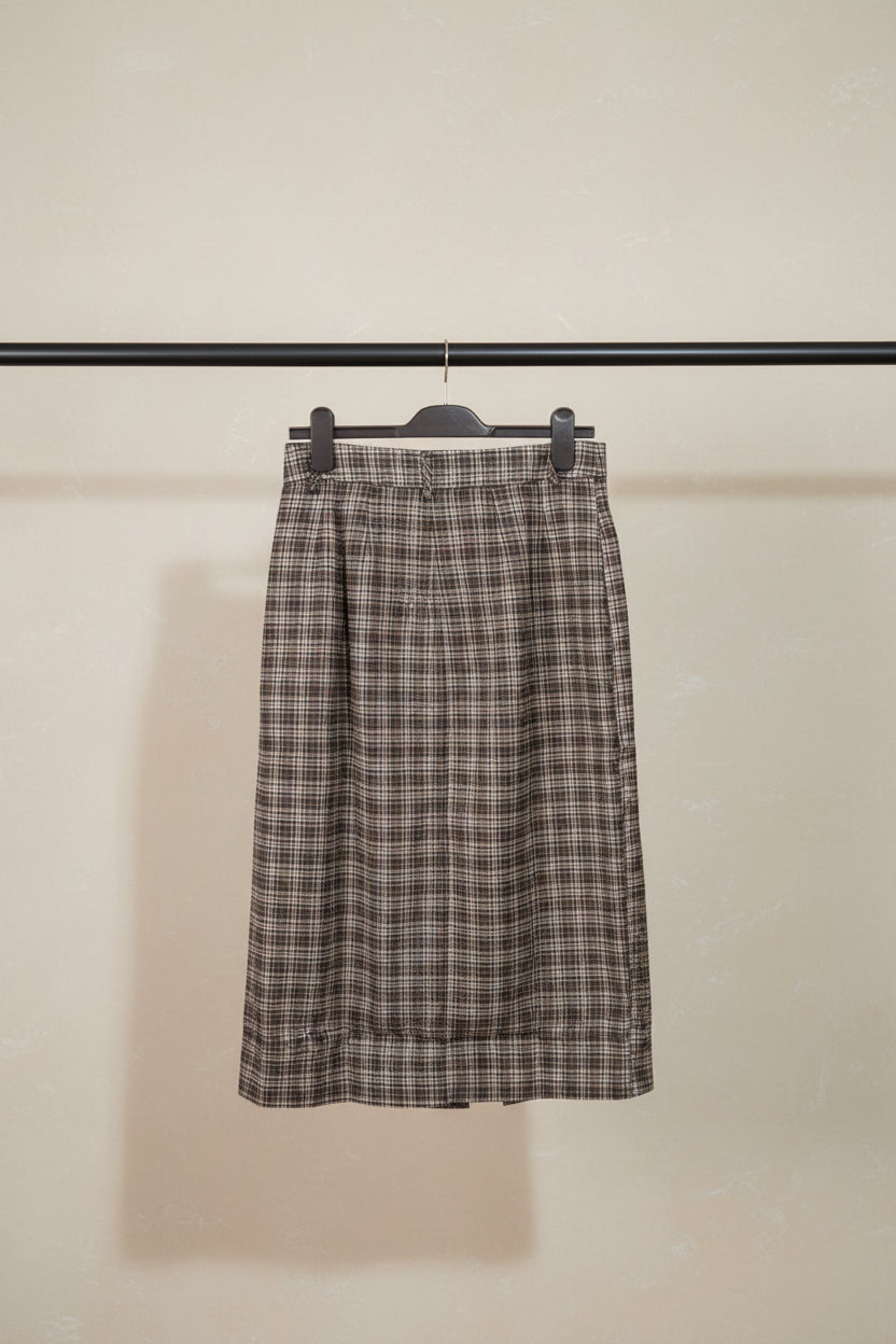 VPAE Women's Brown Plaid Midi Skirt