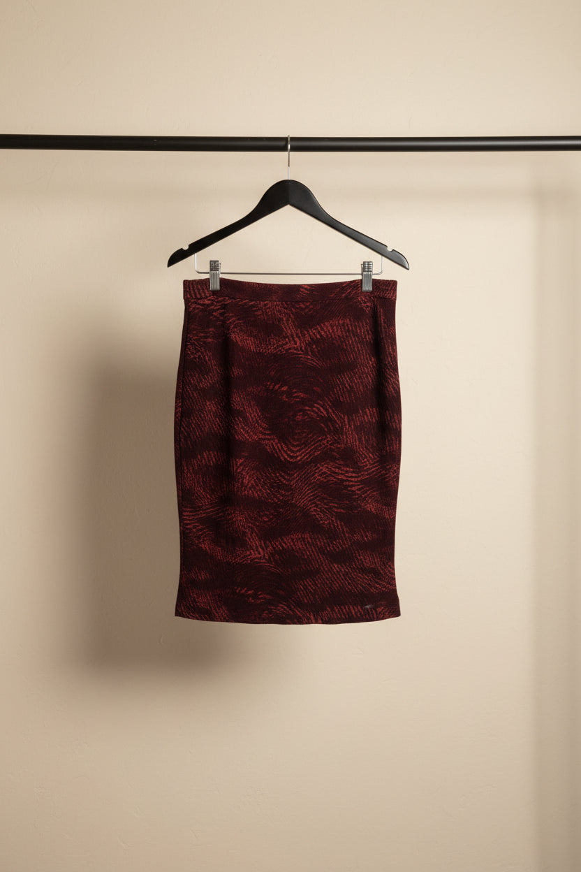 Women's Maroon Abstract Print Bodycon Mini Skirt