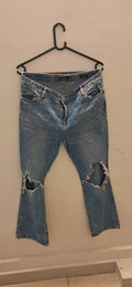 Freehand Women's Blue Distressed Flared Denim Jeans