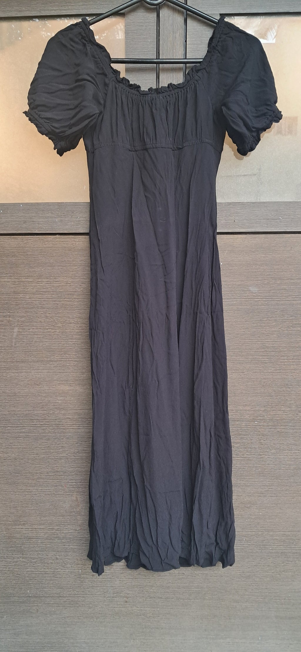 H&M Black Off-Shoulder Button-Front Midi Dress
