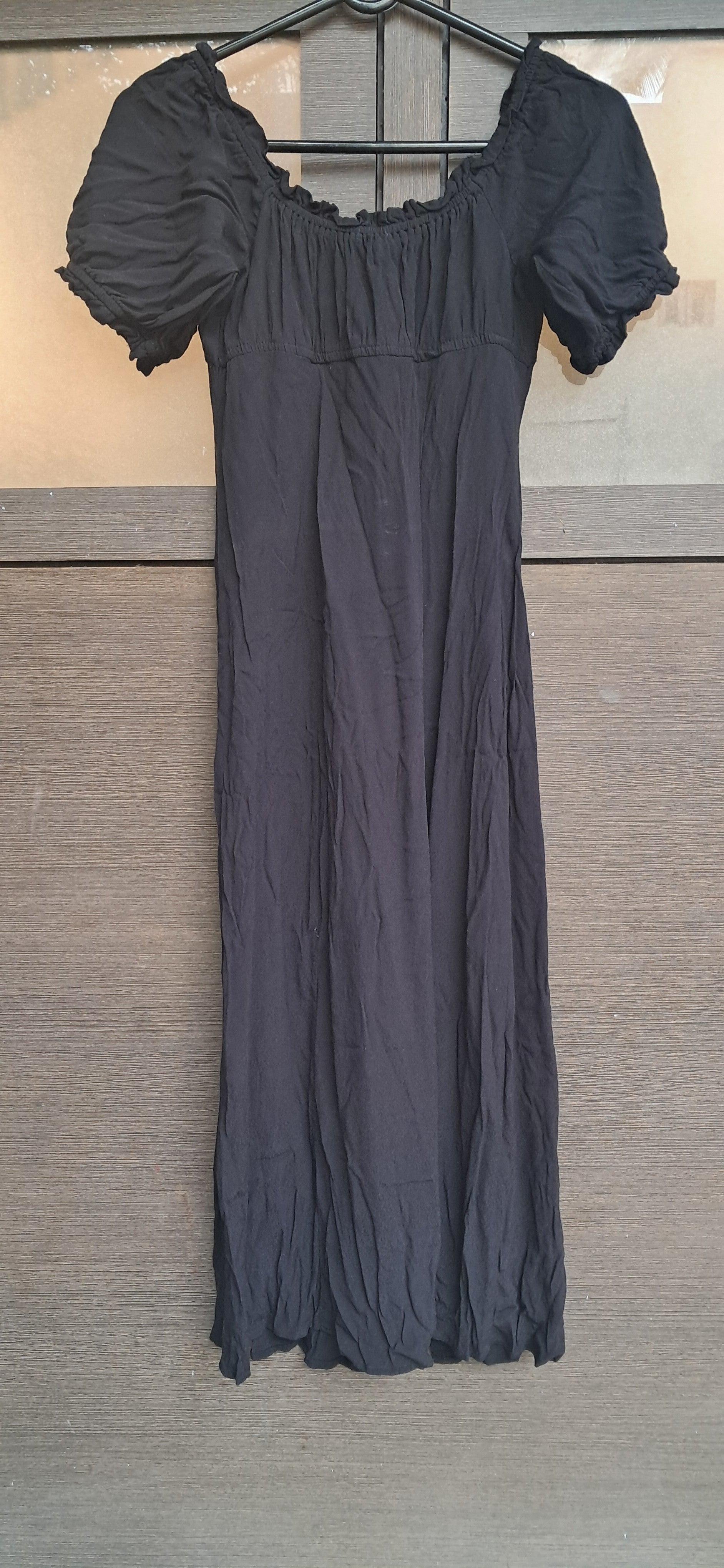 H&M Black Off-Shoulder Button-Front Midi Dress