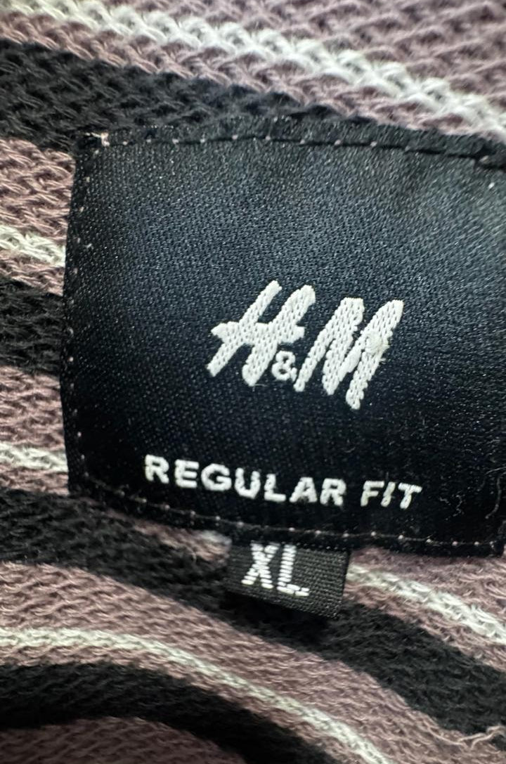 H&M Men's XL Regular Fit Multicolor Striped Short Sleeve Shirt