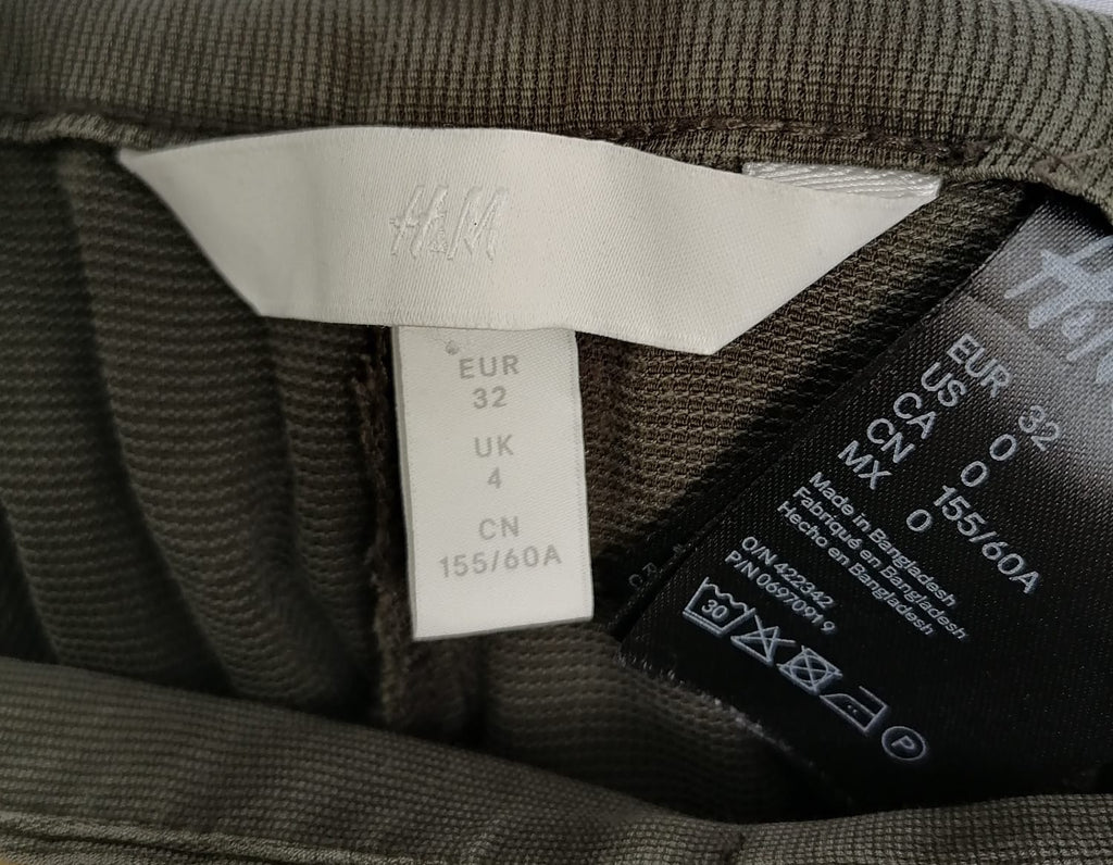 H&M Women's Olive Green Corduroy Paperbag Waist Shorts