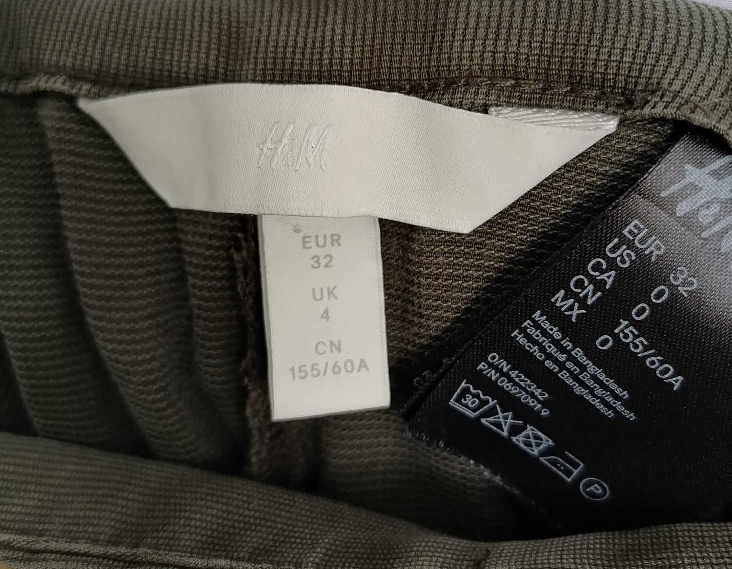 H&M Women's Olive Green Corduroy Paperbag Waist Shorts