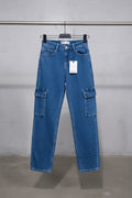 Bershka Blue Denim Cargo Jeans
