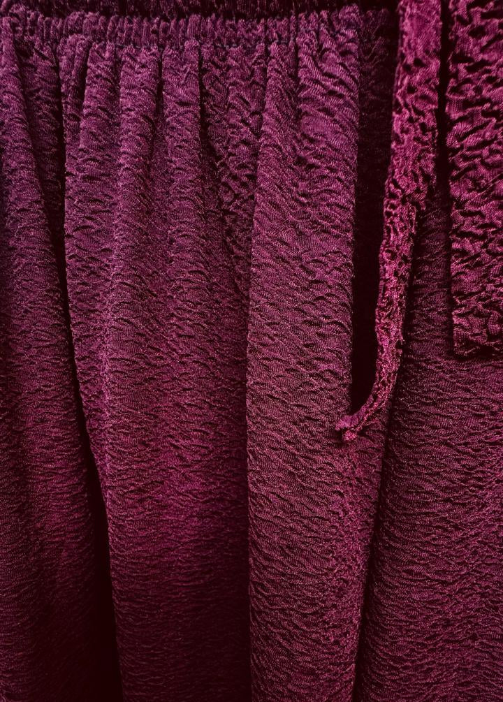 Women's Maroon Textured Palazzo Pants with Elastic Waist